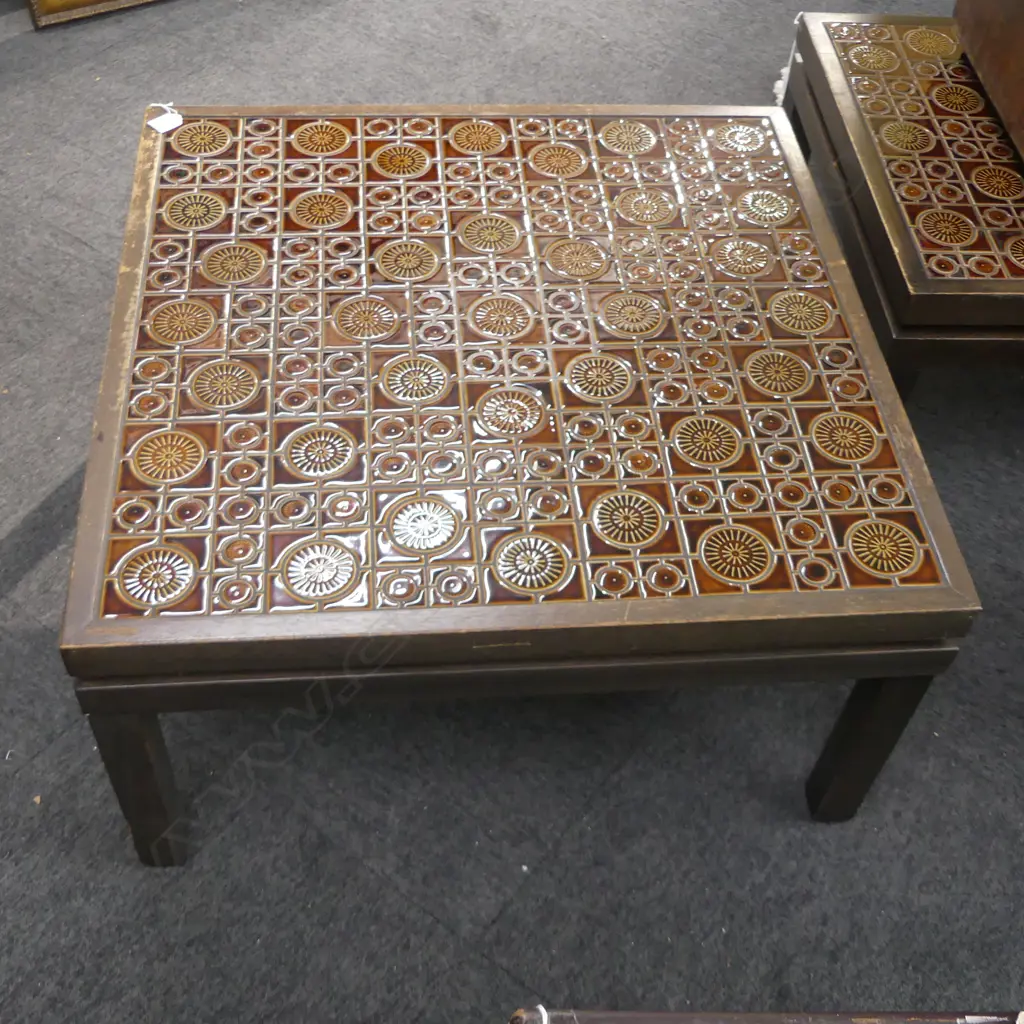 RETRO 'CORONET' MOSAIC TILE TOP COFFEE TABLE - NZ DESIGNMARK 755x755x400mm Image 1++