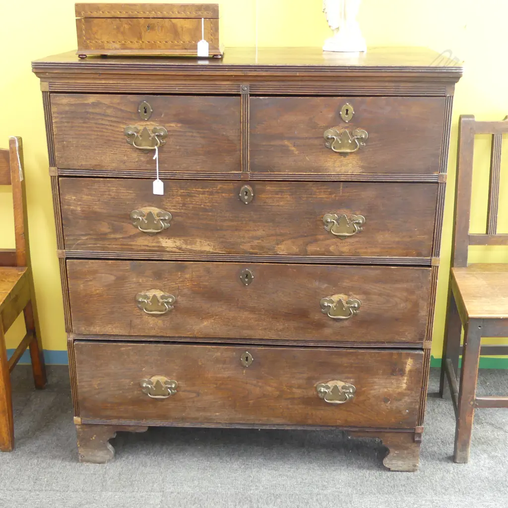 EARLY 20thC GEORGIAN STYLE OAK CHEST OF DRAWERS 980x555x1095mm Image 1++