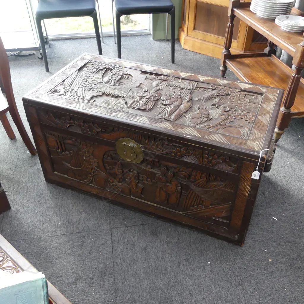 CARVED CAMPHOR CHEST 1100x520x500mm Image 1++