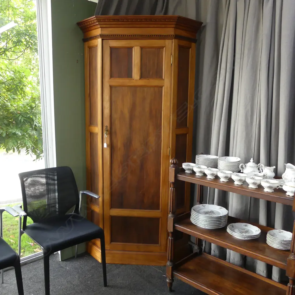 EARLY 20thC PANELLED CORNER WARDROBE 740x740x2060mm  Image 1++