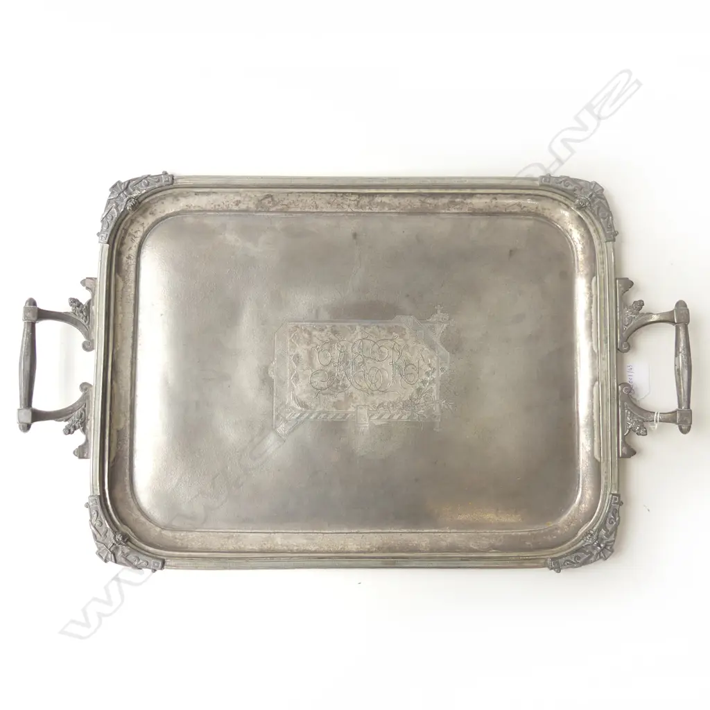 LG LATE 19thC AESTHETIC / EASTLAKE SILVER PLATE BUTLERS TRAY 390x640mm Image 1++
