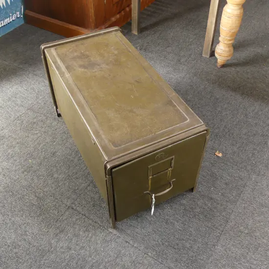 PR YAWMAN & ERBE MFG USA STACKING FILING DRAWERS IN ARMY GREEN C.1940 635x330x350mm