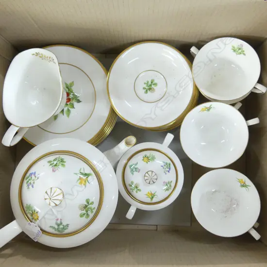 21 PCE ROYAL WORCESTER L'ATELIER ART ED. TEA SET; 6 TRIOS, MILK, SUGAR & TEAPOT