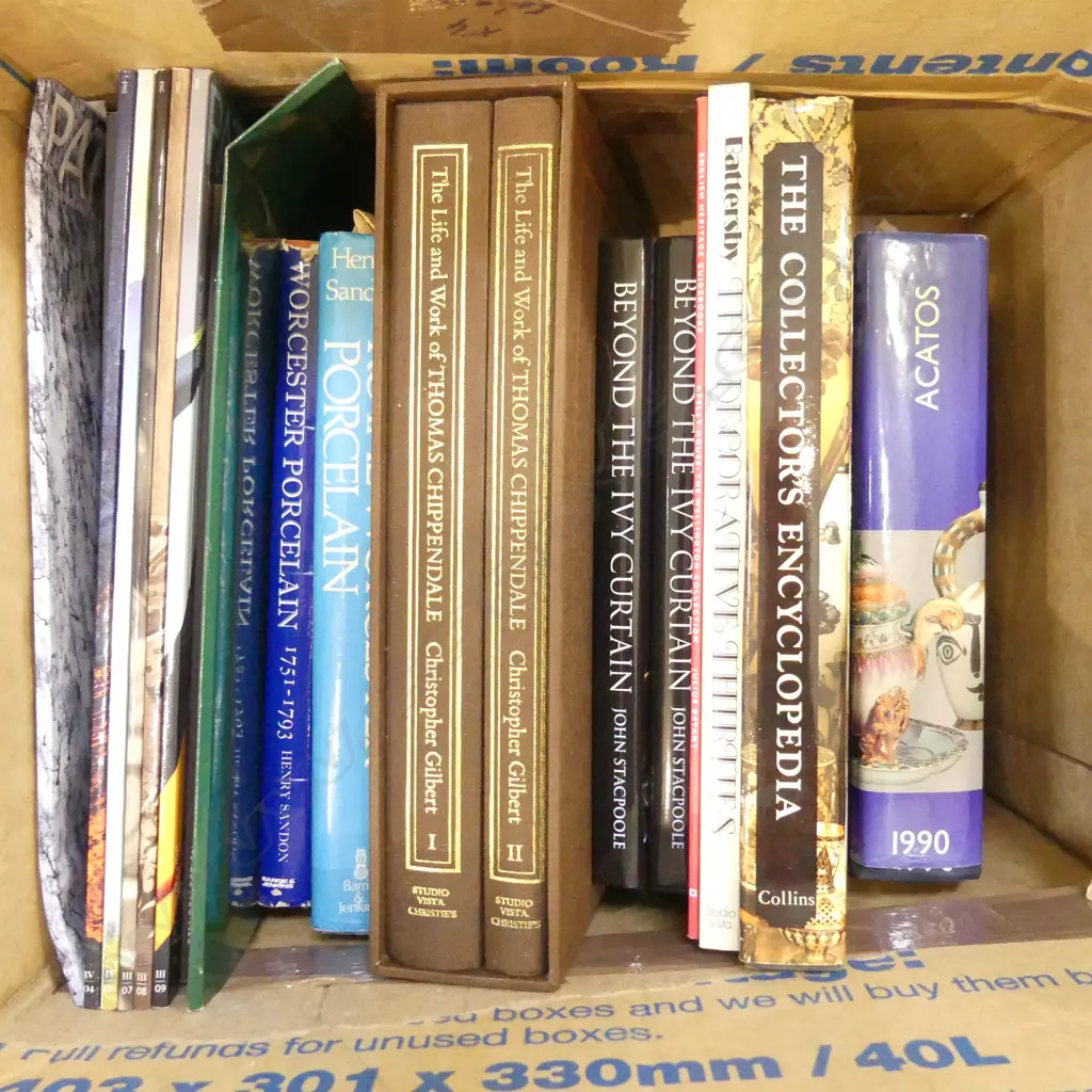 BOX ANTIQUE REFERENCE BOOKS: Royal Worcester + Thomas Chippendale + Patek Philippe etc Image 1++