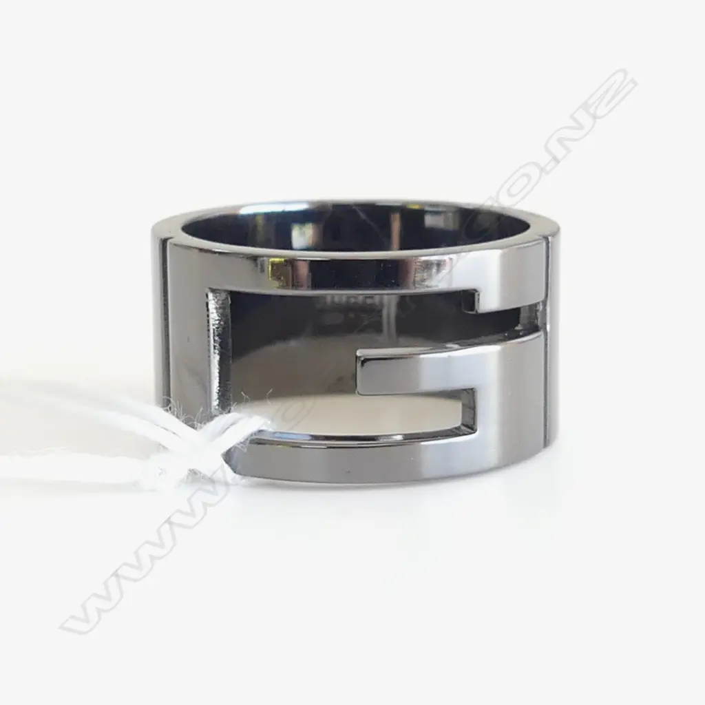 GUCCI BLACK WIDE BAND RING SIZE R Image 1++