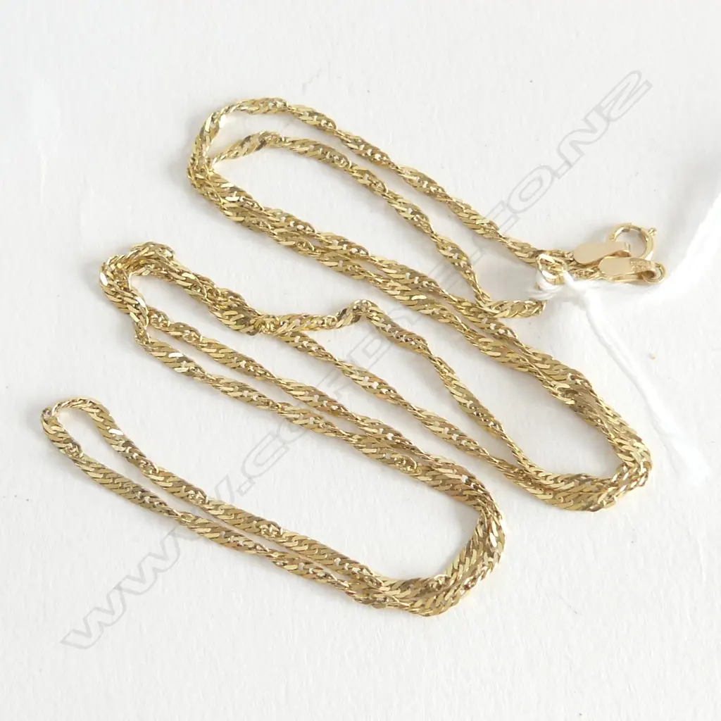 9ct YELLOW GOLD FINE LINK NECK CHAIN L.600mm 3.18gms Image 1++