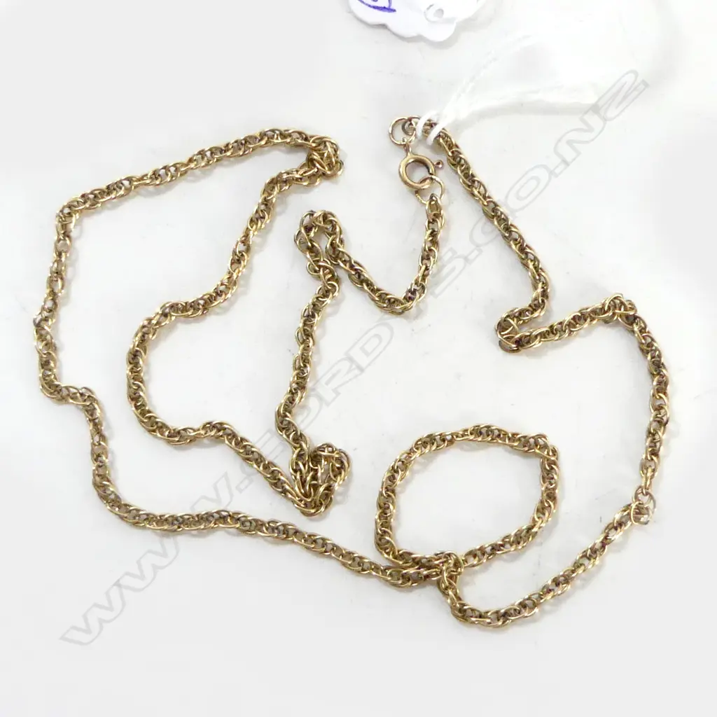 9ct YELLOW GOLD ROPE TWIST NECK CHAIN L.630mm. 9.8gms Image 1++