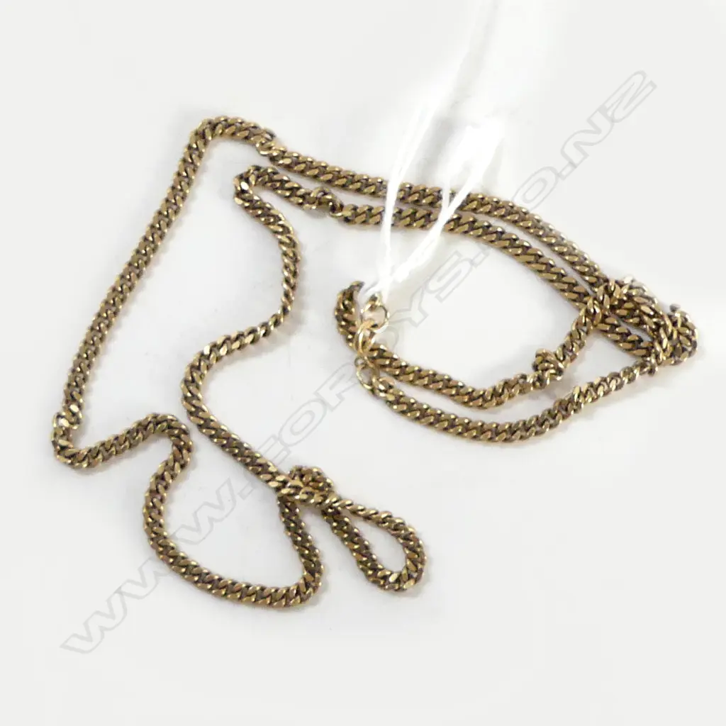 9ct YELLOW GOLD FLATTENED CURB LINK NECK CHAIN L.490mm. 11.4gms Image 1++