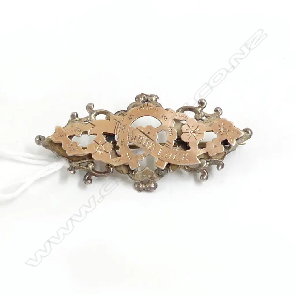 SILVER & GOLD 'GOOD LUCK' BROOCH 1917 Image 1++