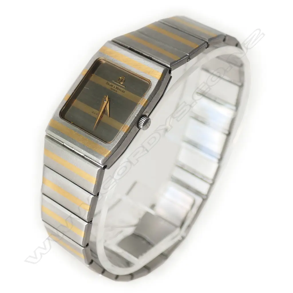 VINTAGE BOXED BAUME & MERCIER ZEBRA WOMEN'S WATCH, 18ct GOLD PLATED & STEEL, QUARTZ, REF: 1830 / 5820.038 Image 1++