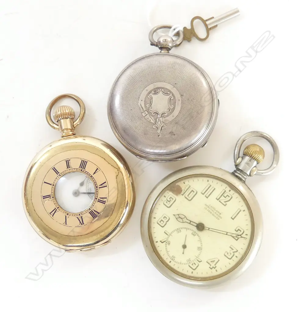 3 POCKET WATCHES: STG B'HAM 1886, GP HALF HUNTER, OTHER Image 1++