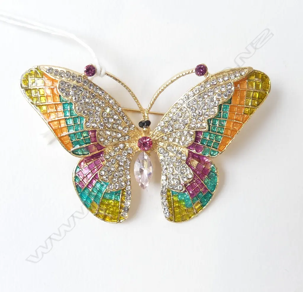 LRG MULTI COLOURED BUTTERFLY BROOCH Image 1++