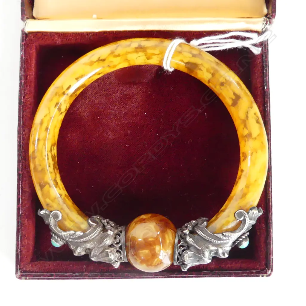 VINTAGE BAKELITE? & SILVER BANGLE Image 1++