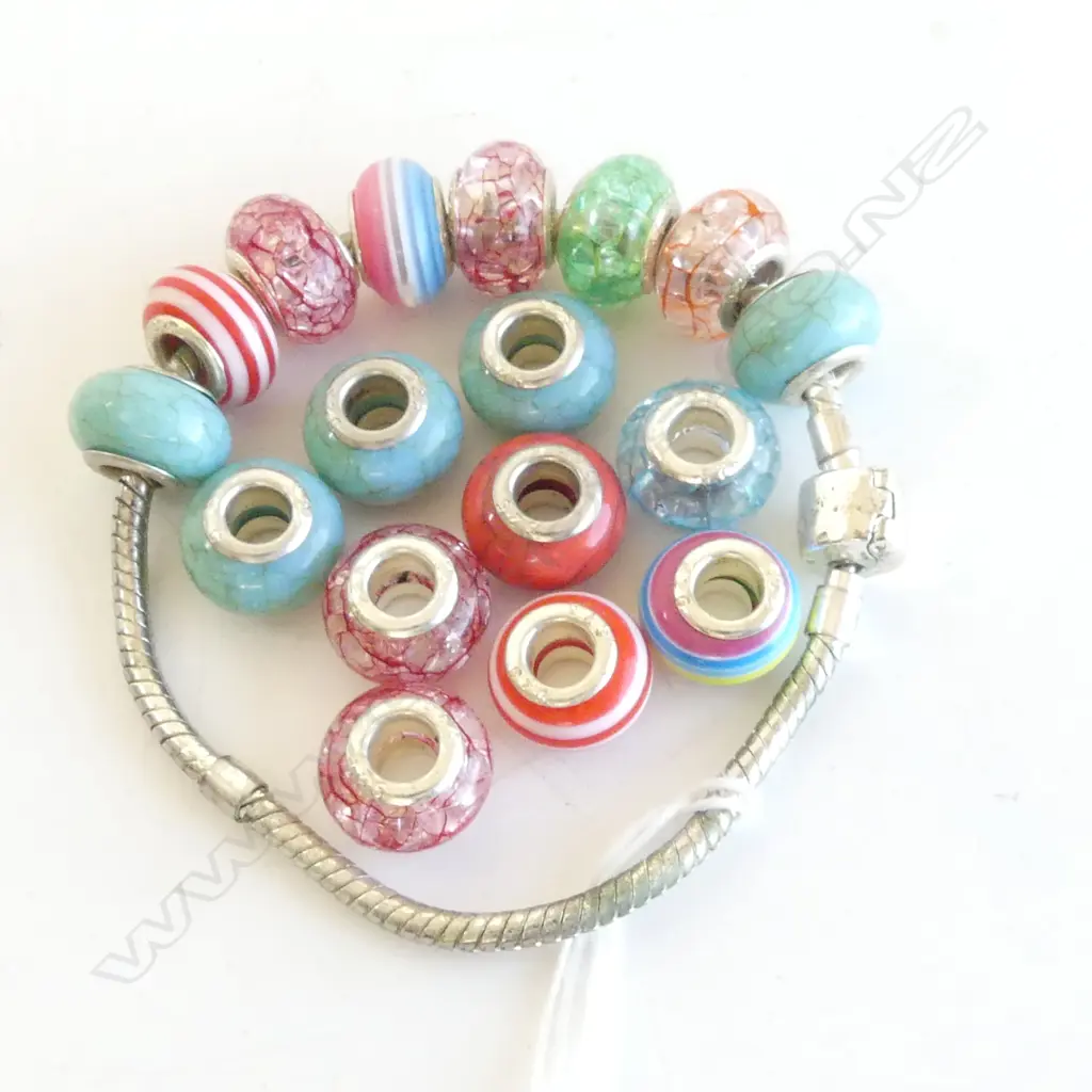 17 ASST. 925 MURANO? BEADS + BRACELET Image 1++