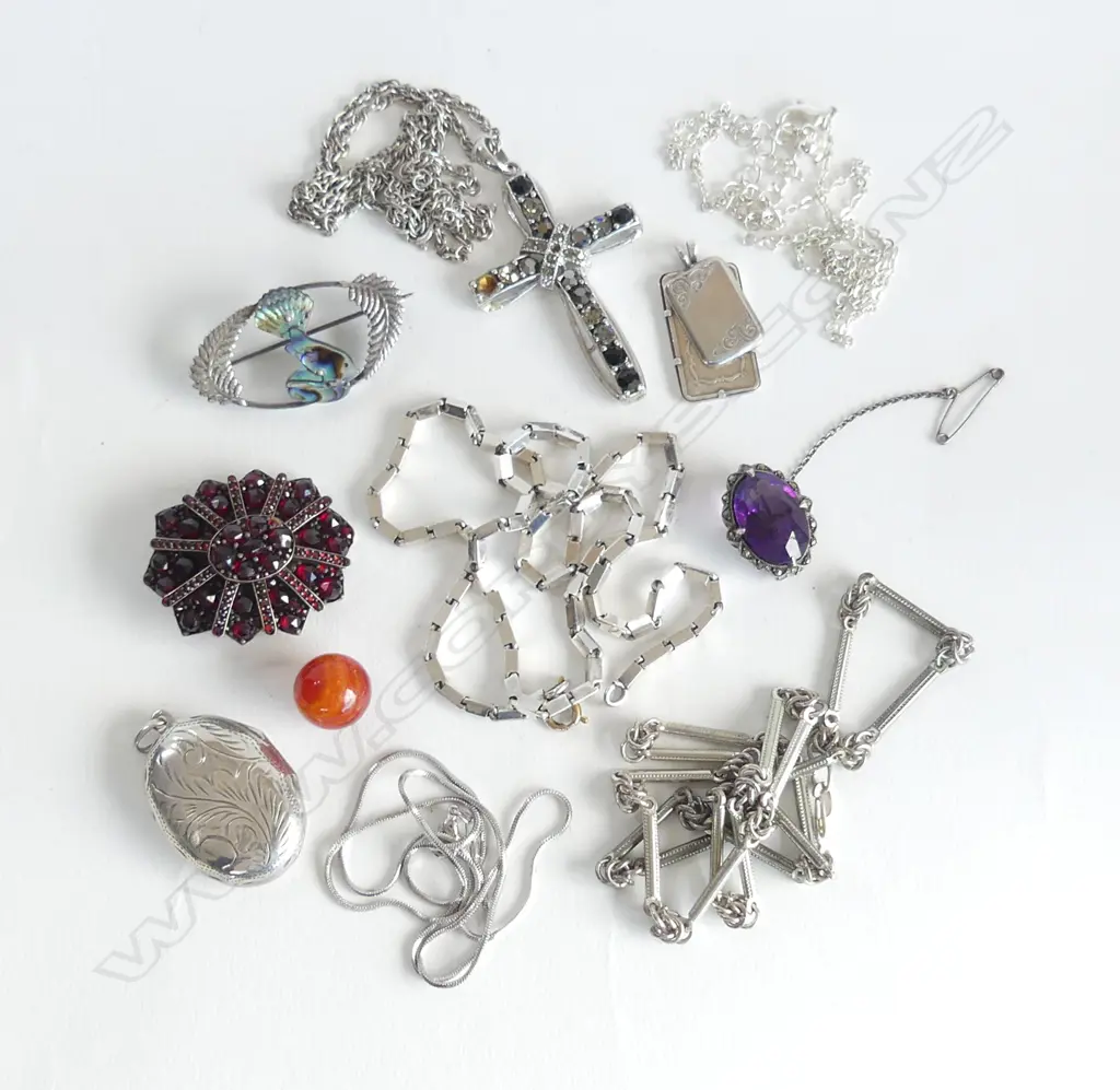ASST SILVER + SILVER PLATE + OTHER JEWELLERY Image 1++