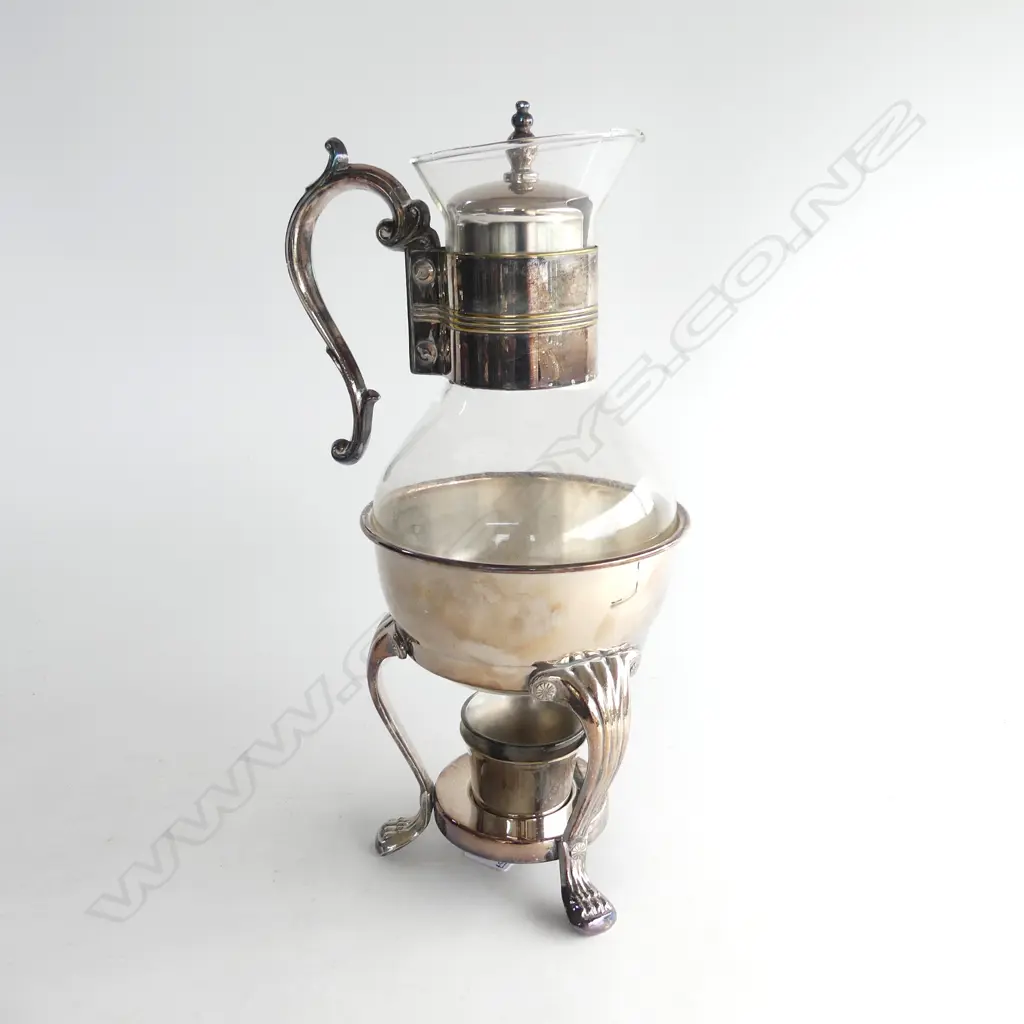 SILVER PLATE COFFEE CARAFE AND WARMER Image 1++