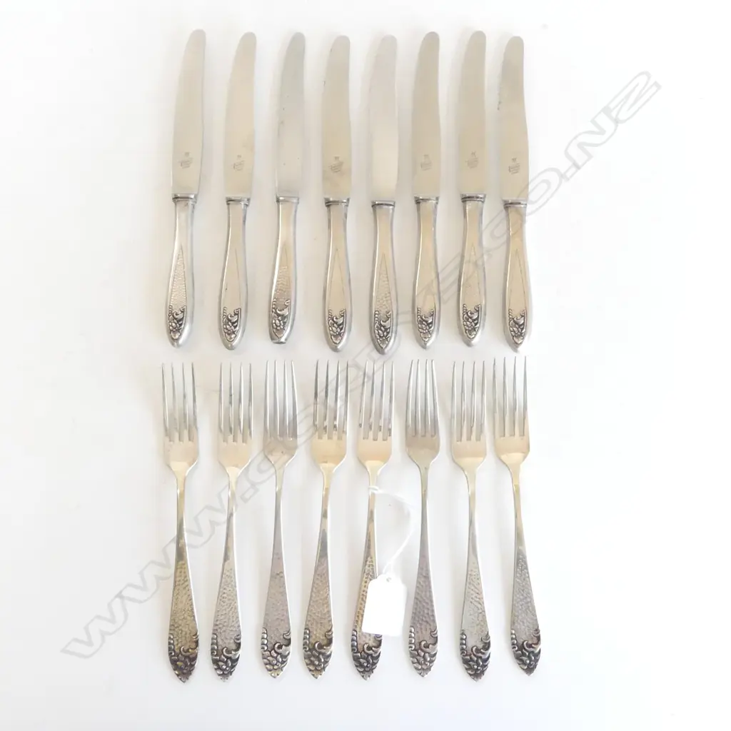 8 800 SILVER FORKS 324gms + 8 KNIVES w. 800 SILVER HANDLES *NOW BZ656-1* Image 1++