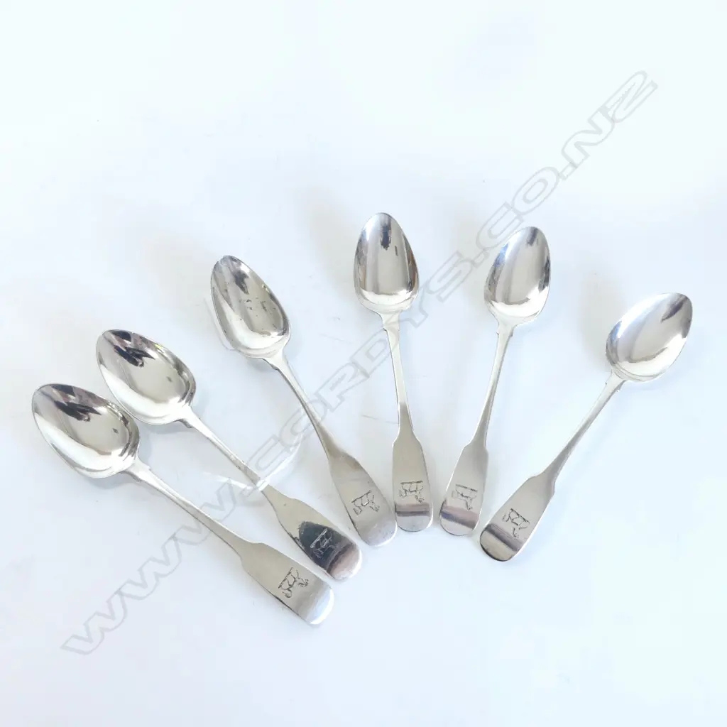 6 GEORGIAN STG SILVER TEASPOONS, DUBLIN 98gms Image 1++