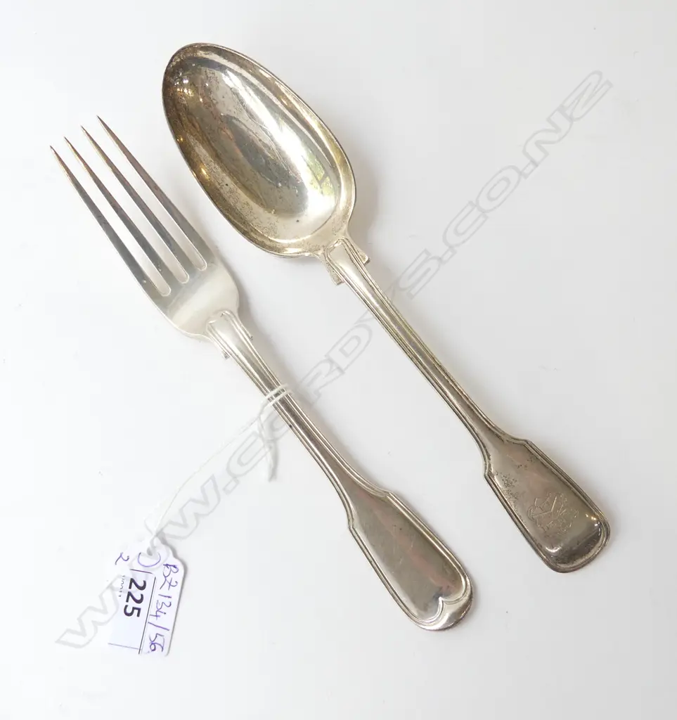 STG SILVER FORK & SPOON, LONDON 1833 178gms Image 1++