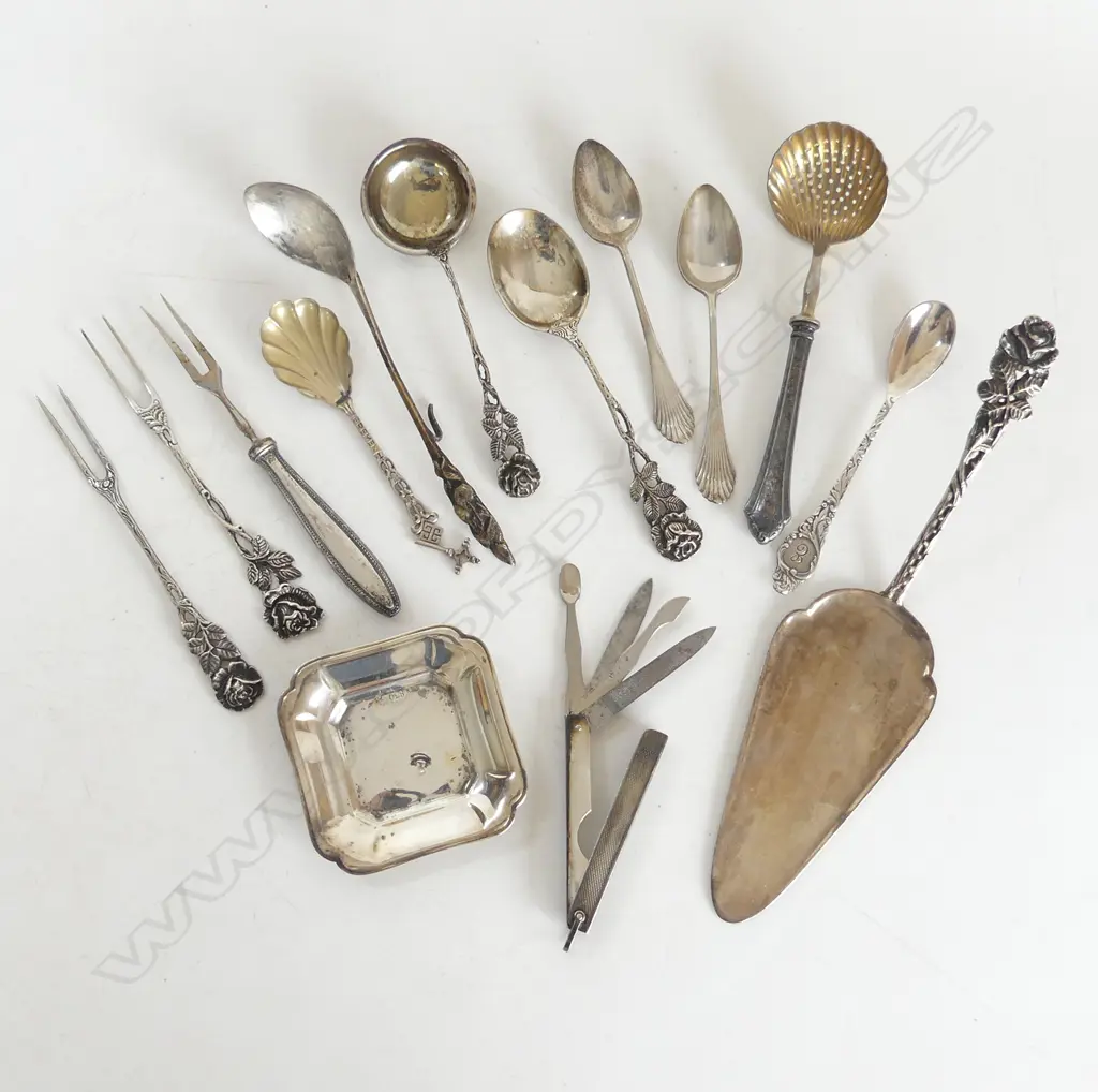 ASST. CONTINENTAL SILVER? CUTLERY + 830 SQ. DISH ETC Image 1++