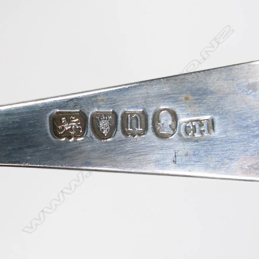 SILVER SAUCE LADLE, LONDON 1788, CHARLES HOUGHAM, & 2 SILVER SALT SPOONS, 50gm & EPNS TONGS Image 1++