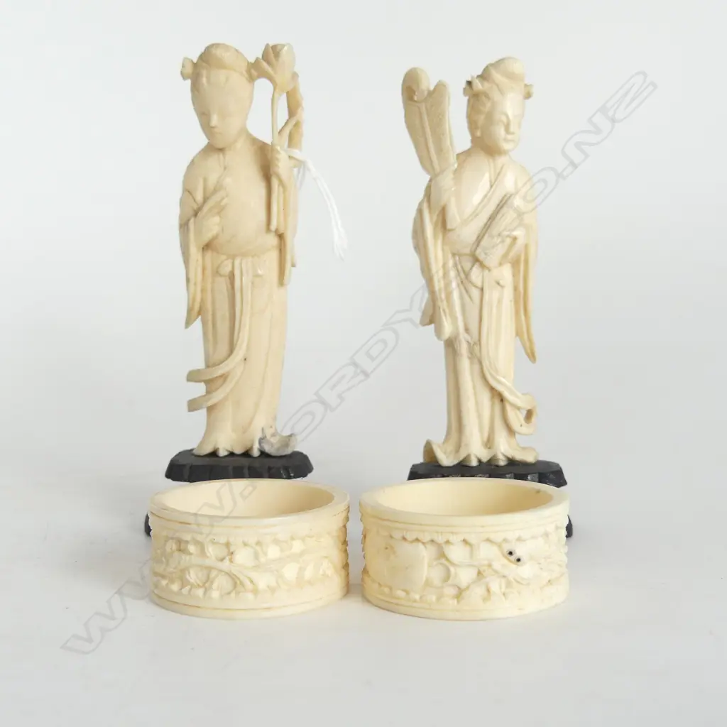 PR CARVED IVORY FIGURES H.120mm, PR NAPKIN RINGS Image 1++