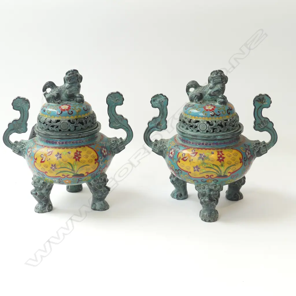PR CLOISONNE LIDDED INCENSE BURNERS H.250mm Image 1++
