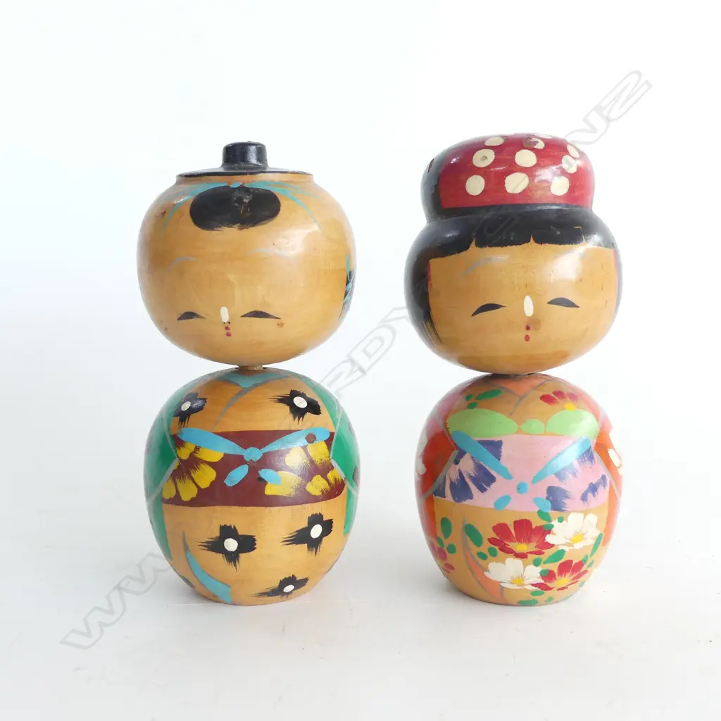 PR OF COULORFUL KOKESHI DOLLS 1950S H120MM Image 1++