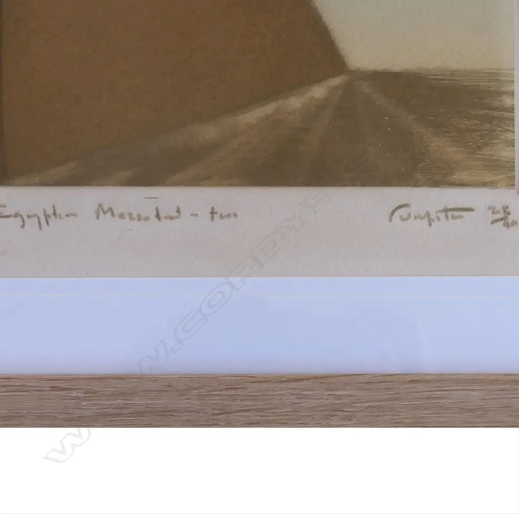 RODNEY FUMPSTON 'EGYPTIAN MEZZOTINT - TWO', 28/40.140 x 190mm, CONTEMP FRAME W PERSPEX Image 1++