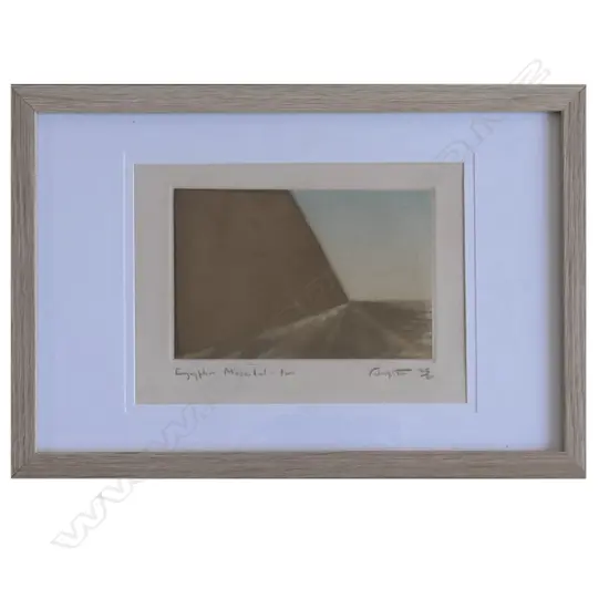 RODNEY FUMPSTON 'EGYPTIAN MEZZOTINT - TWO', 28/40.140 x 190mm, CONTEMP FRAME W PERSPEX