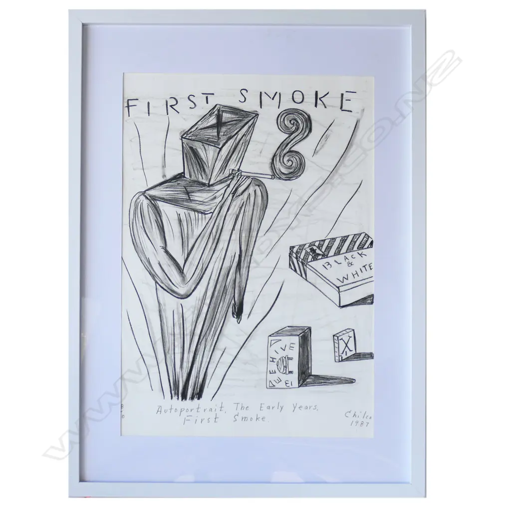 GAVIN CHILCOTT 'FIRST SMOKE', SCREENPRINT, signed & dated 1987. 470 x 300mm, CONTEMP FRAME W PERSPEX Image 1++