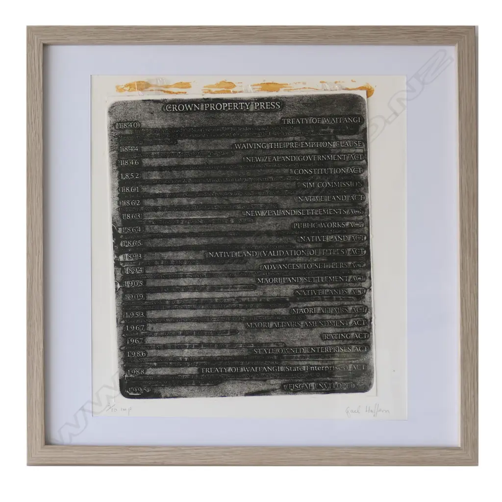 GAIL HAFFERN 'CROWN PROPERTY PRESS', ETCHING 3/10, signed. 300 x 260mm, CONTEMP FRAME W PERSPEX Image 1++