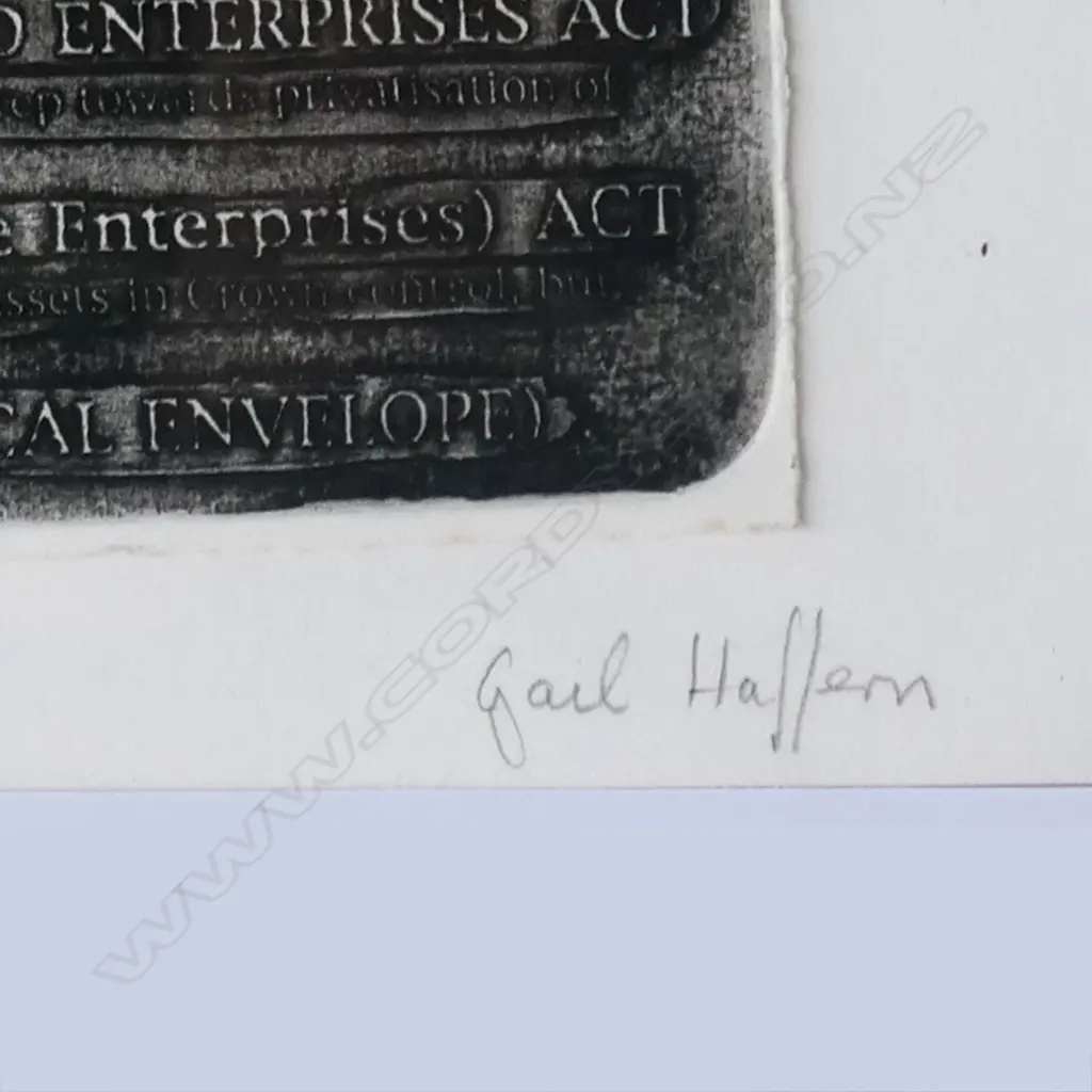 GAIL HAFFERN 'CROWN PROPERTY PRESS', ETCHING 3/10, signed. 300 x 260mm, CONTEMP FRAME W PERSPEX Image 1++