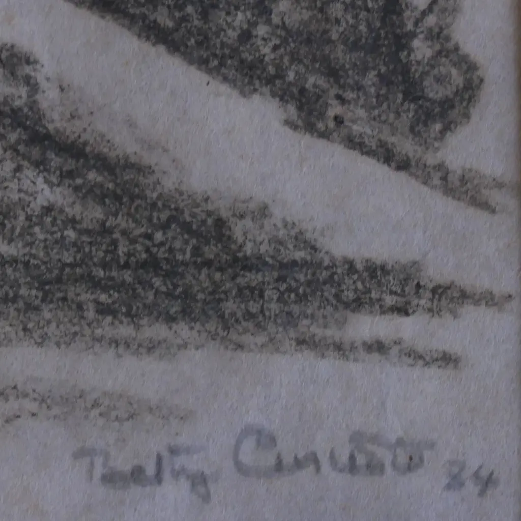 BETTY CURNOW 'HILLS 4', DRAWING, dated 1934. 200 x 300mm, CONTEMP FRAME W PERSPEX Image 1++