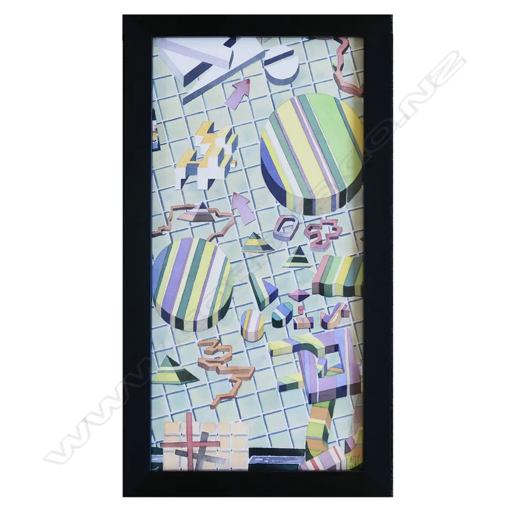 MELVIN WEBB 'SWEET', GOUACHE, 1986. 400 x 200mm, CONTEMP FRAME W PERSPEX Image 1++