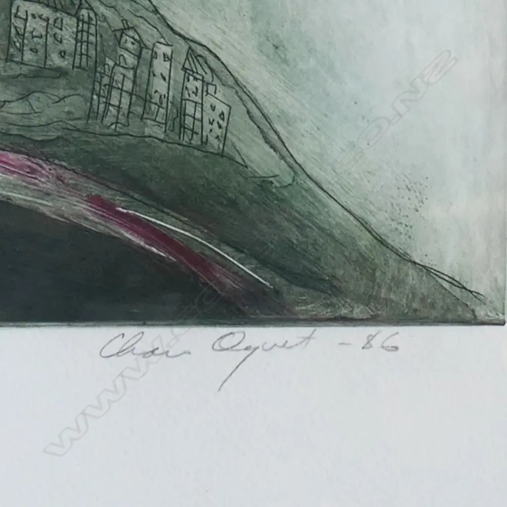 CHARO OQUET 'BIRD OF THE NIGHT', ETCHING 1/30, signed & dated 1986. 500 x 340mm, CONTEMP FRAME W PERSPEX Image 1++