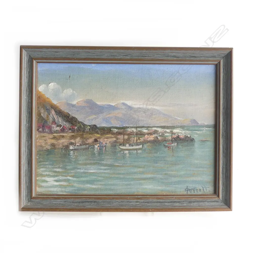 J D PERRETT, ISLAND BAY, WTN, OIL ON BOARD, 180 x 250mm Image 1++