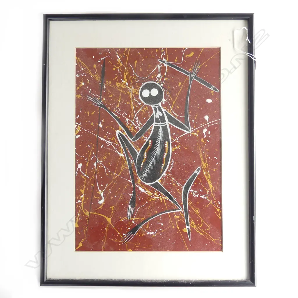 Peter Mulcahy (Mu-raay Djeripi) ABORIGINAL ARTIST ACRYLIC PAINTING ANCESTRAL FIGURE 345 X 245mm Image 1++