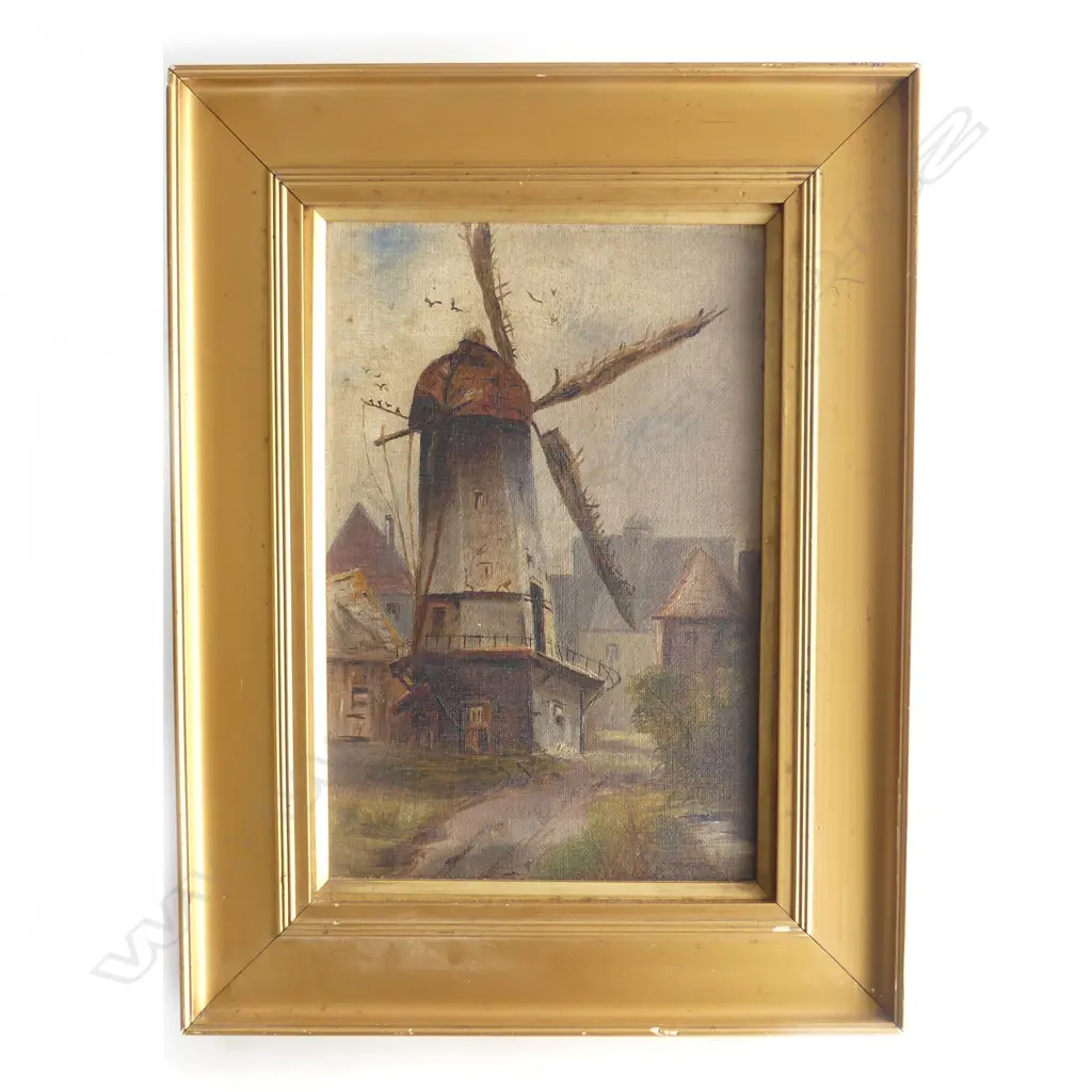 c1900 OIL ON CANVAS. WINDMILL UNSIGNED ? 265 X 170mm Image 1++
