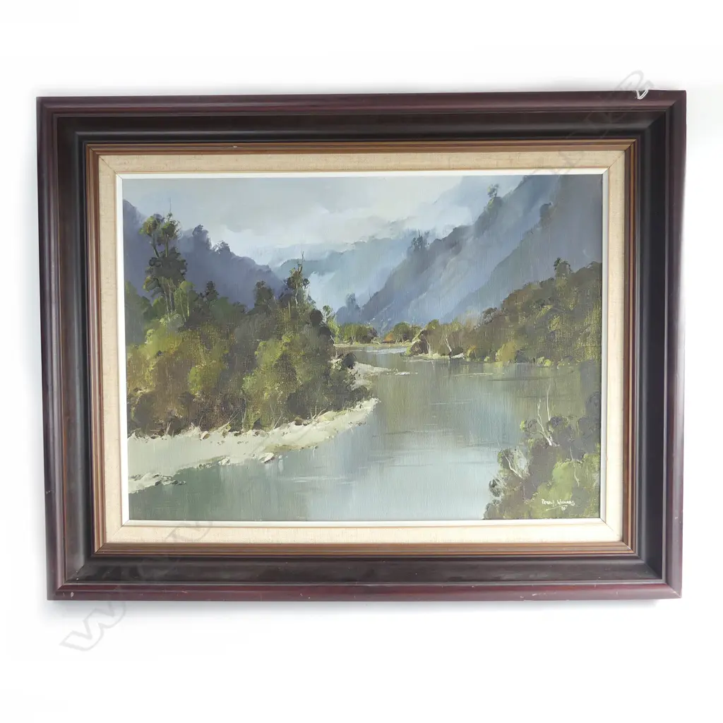 PETER WALLERS OIL PAINTING 'BULLER GORGE WESTCOAST' signed & dated '81. 390 x 540mm. Image 1++