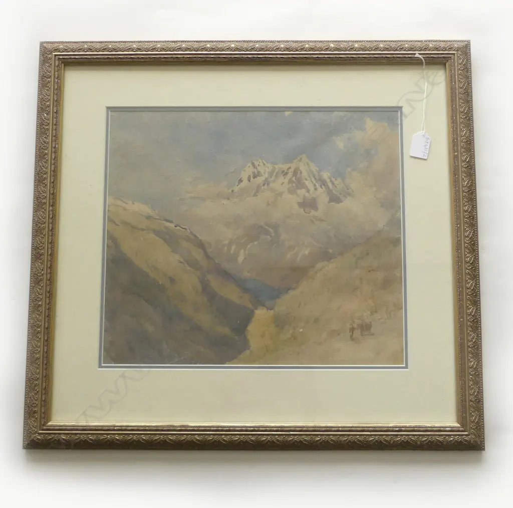 ATTRIBUTED JULIUS VON HAAST (1822-87) MOUNTAINOUS LANDSCAPE WC, 345x390mm MINOR FAULTS Image 1++