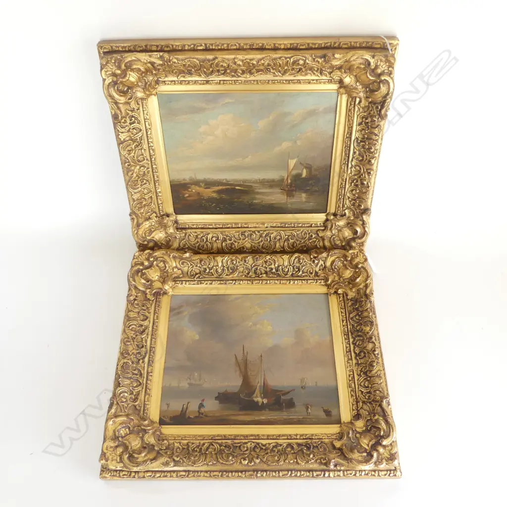 ARTIST UNKNOWN, 2 19thC LANDSCAPES, OIL ON CANVAS 245x290mm Image 1++