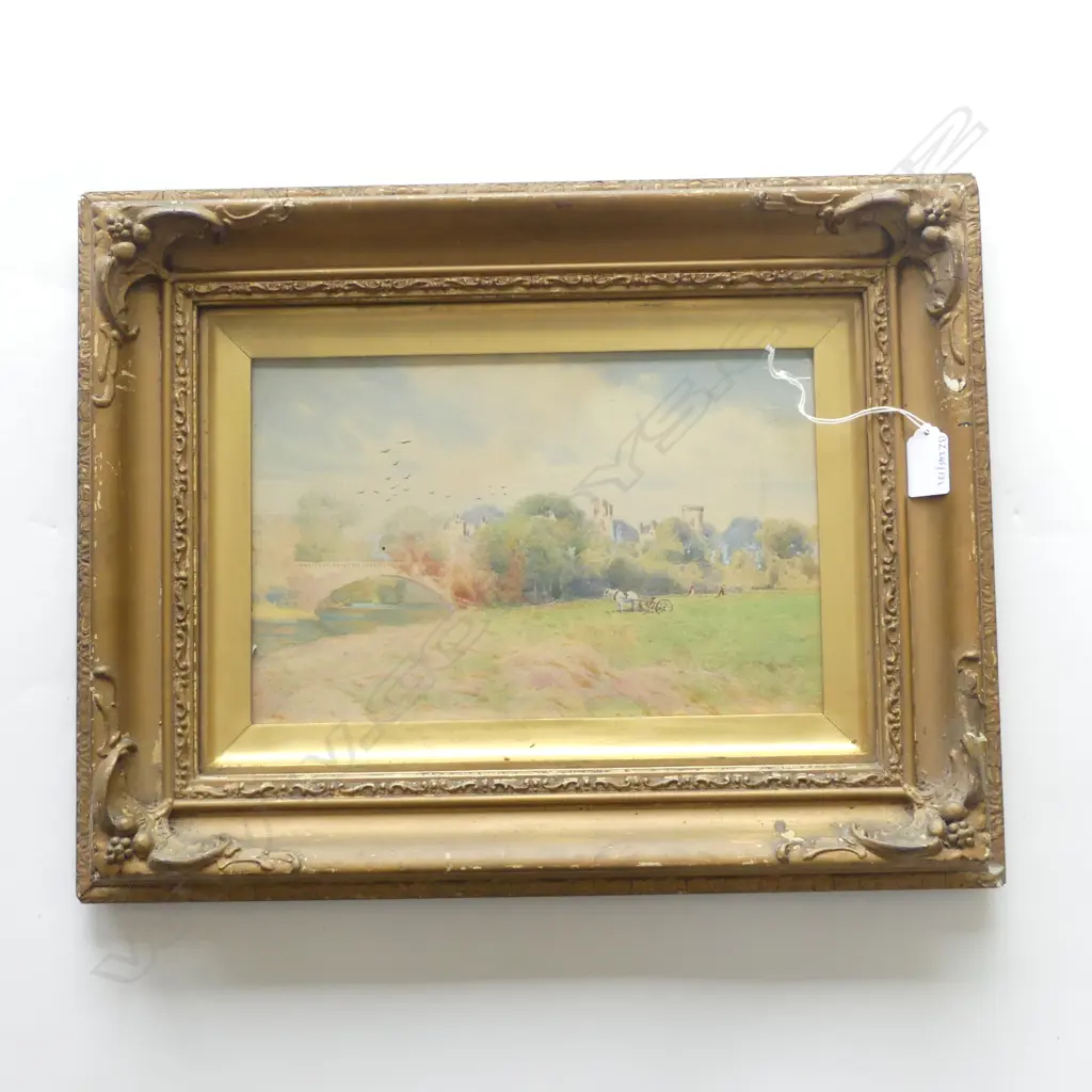 GILT FRAMED VICT W/C ENGLISH COUNTRY SCENE SIGNED GRAY H380 W480MM Image 1++