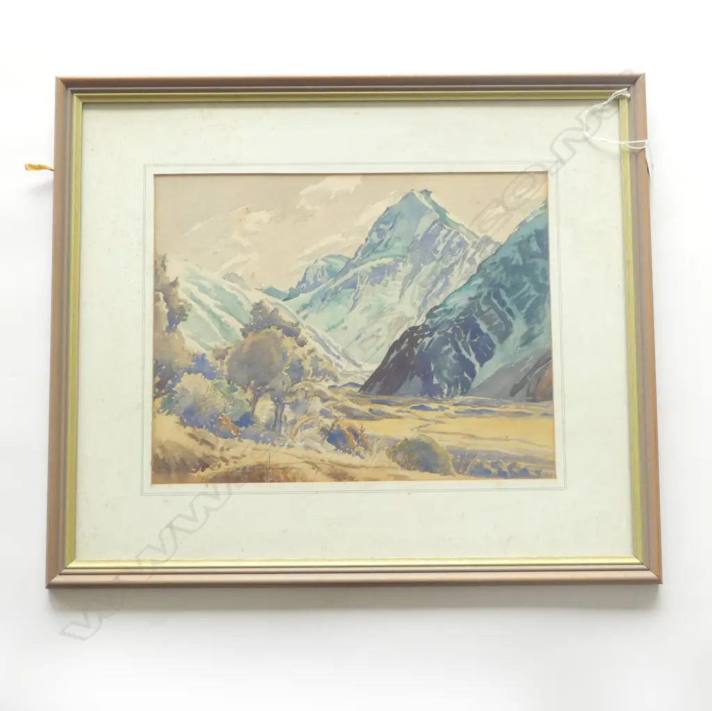 REG WAGHORN W/C 'MORNING LIGHT MOUNT COOK'  signed & dated 1947 270 X 345mm Image 1++