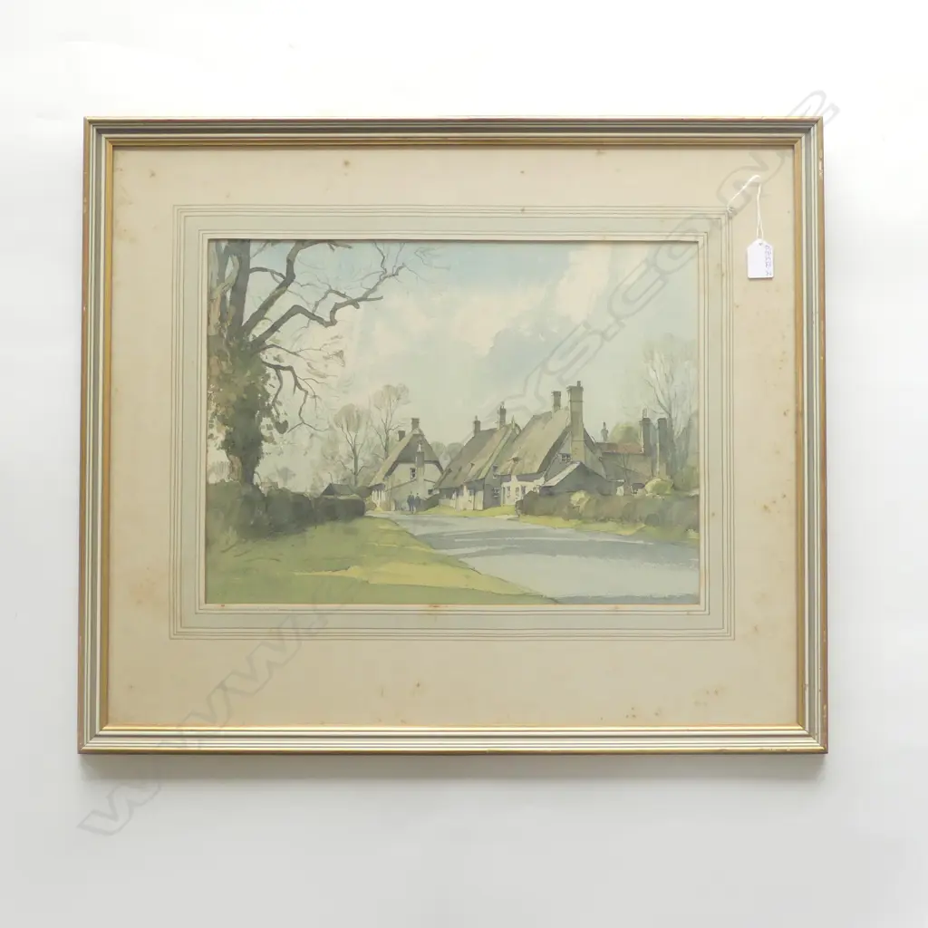 HAMMERTON watercolour THATCHED HOUSES (NORFOLK) SIGNED indistinctly 335 x 460mm Image 1++