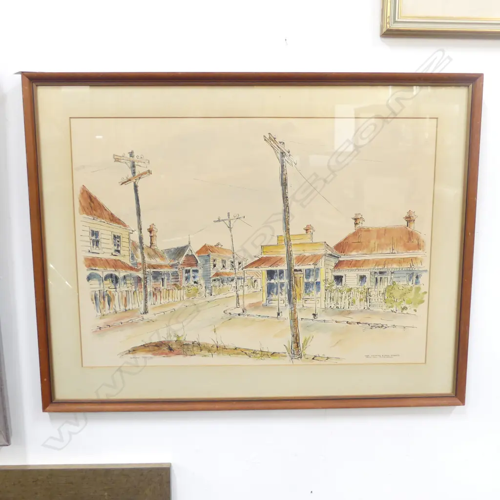 1975 GORDON TICE SIGNED WATERCOLOUR OF “CNR. POTATAU & DEAN STREETS ARCH HILL, AUCKLAND” L.685MM X W. 525MM Image 1++