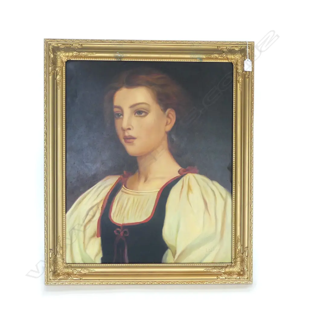 LG SIGNED ANTIQUE STYLE PORTRAIT, PEASANT WOMAN, OIL ON CANVAS BOARD 600x495mm Image 1++