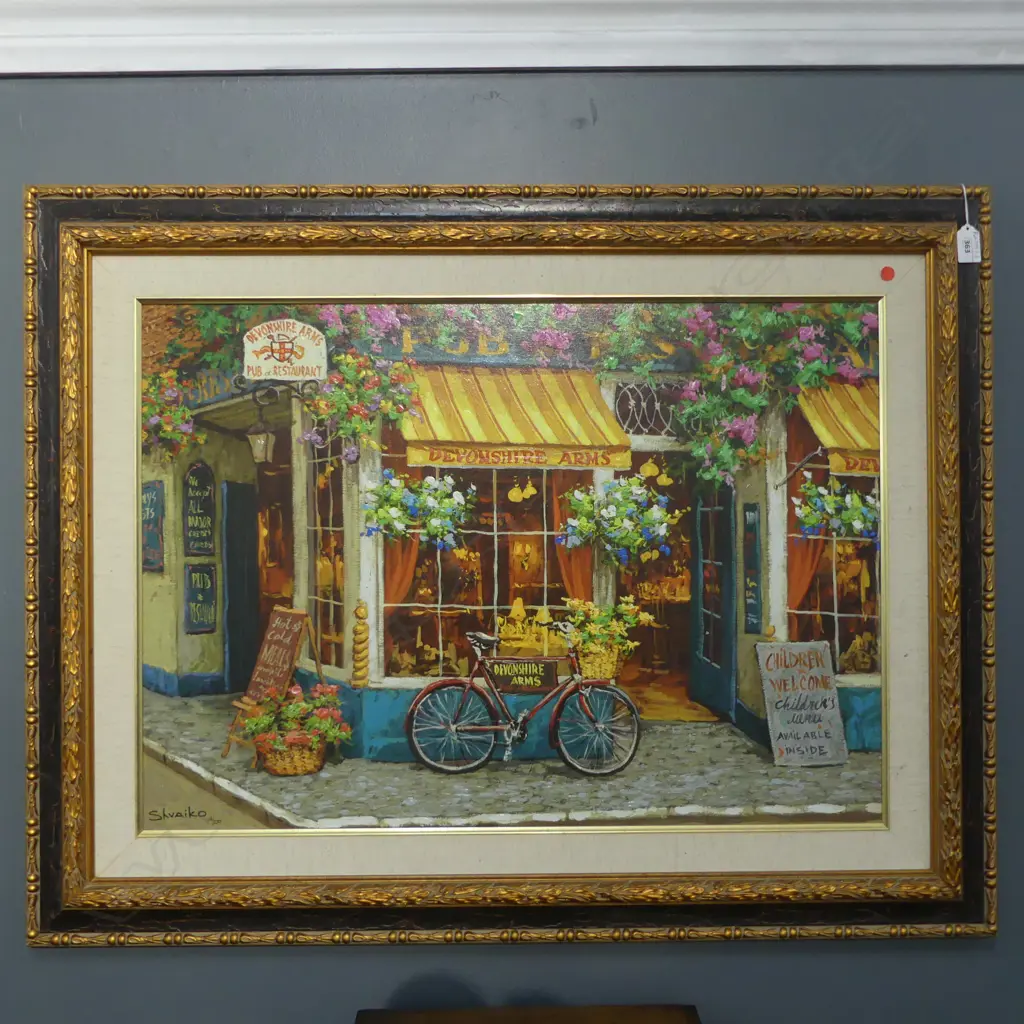 VICTOR SHVAIKO 'DEVONSHIRE ARMS' SIGNED EMBELLISHED PRINT, 168/230 500x700mm Image 1++