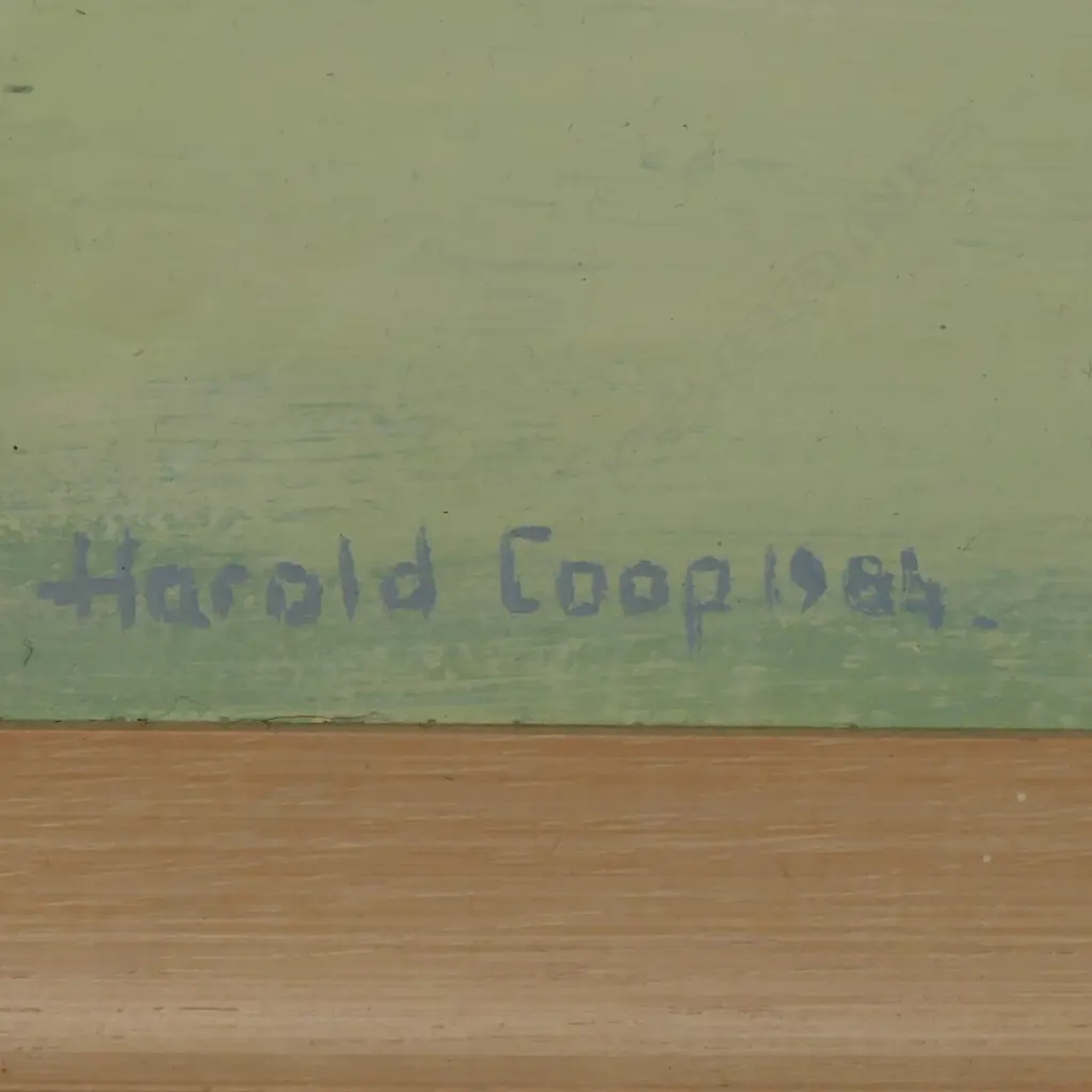 HAROLD COOP ( NZ 1953-) GREAT BARRIER ISLAND? ACRYLIC ON BOARD, SIGNED & DATED 1986, 885 x 1200mm Image 1++