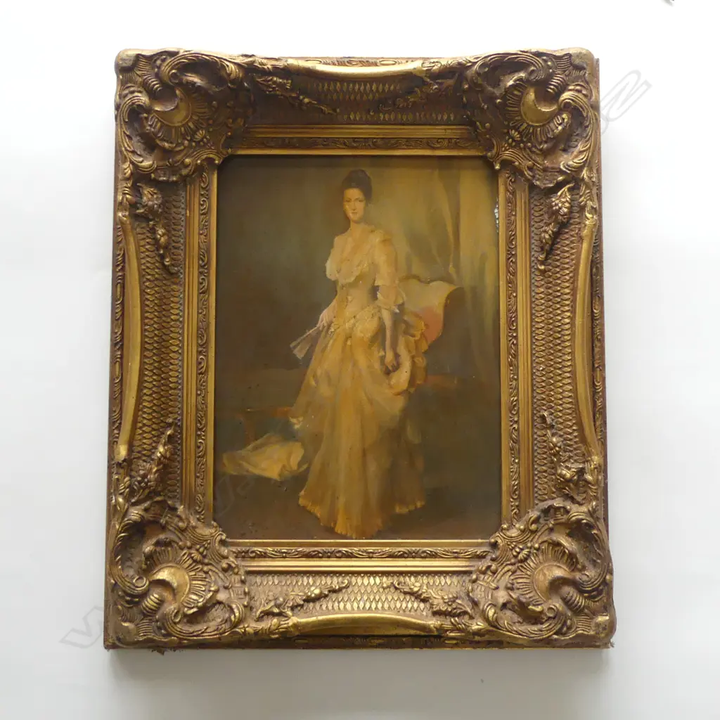 VINTAGE PORTRAIT PRINT IN ORNATE GILT FRAME 390x285mm Image 1++